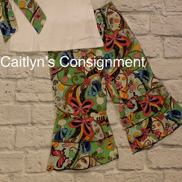 Ann Loren ‘Fleur-de-lis’ Pant Set w Headband NWOT - Picture 3 of 3